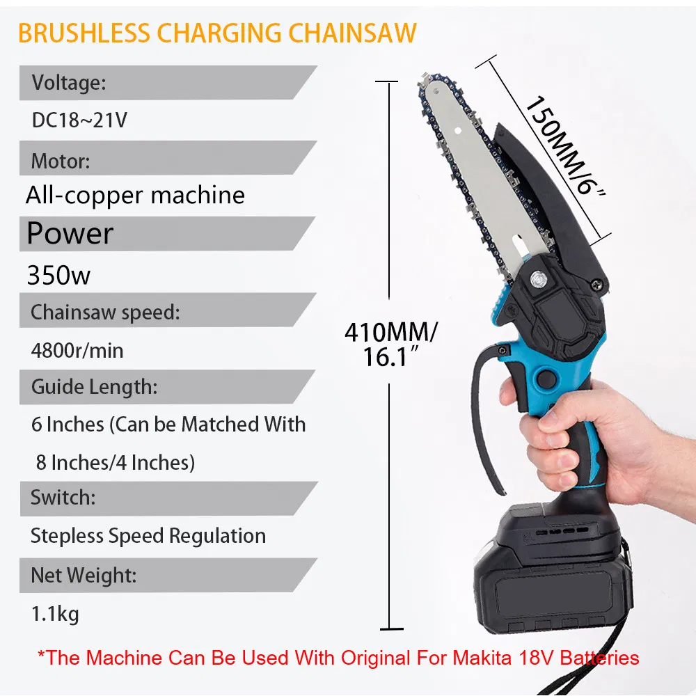 High Power Handheld Cordless Chainsaw Garden Tool Small Electric Saw Lithium Battery Portable Woodworking Chain Saw