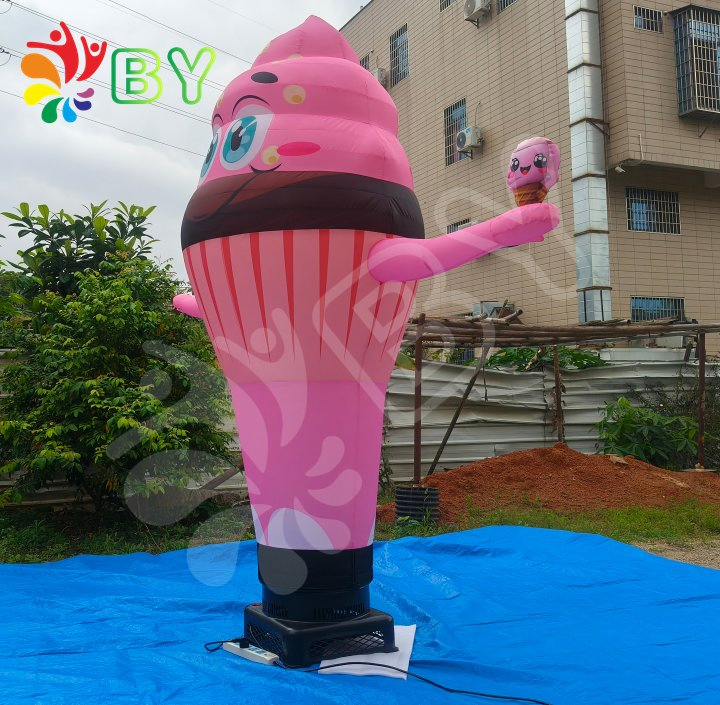 Shop Advertising Inflatable Standing Ice Cream Shape Balloon, Inflatable Cartoon Ice Cream Statue Dancer