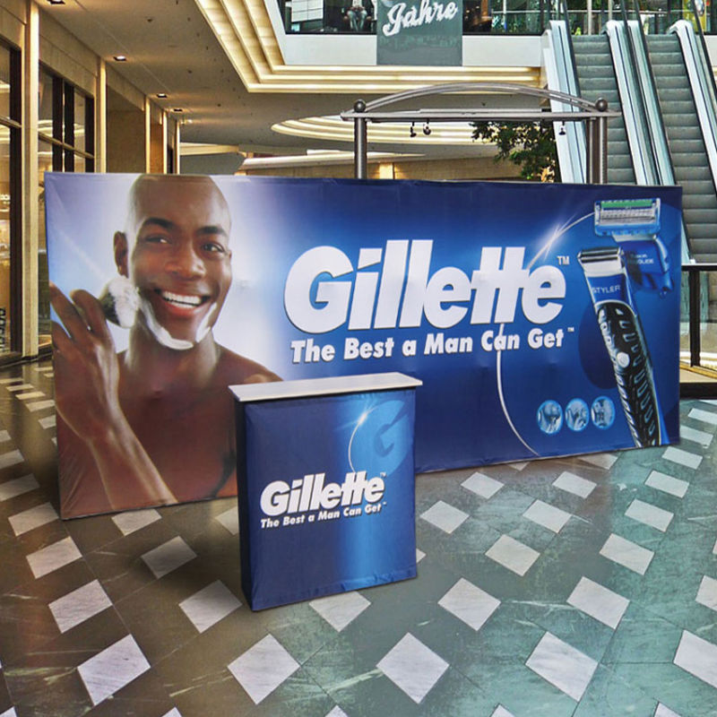 7.5*7.5FT Tension Fabric Pop up Display Stand Trade Show Holder Backdrop Portable Aluminum for Booth Exhibition Wedding Event