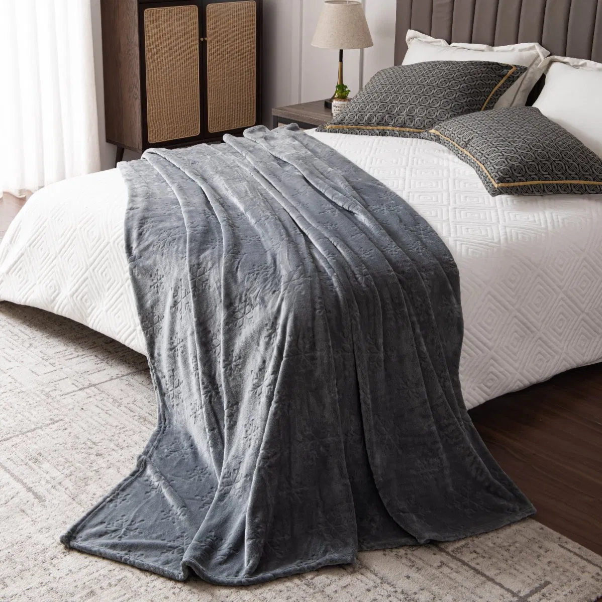 3D Embossed Sofa Microfiber Soft Plush Flannel Throw Blanket