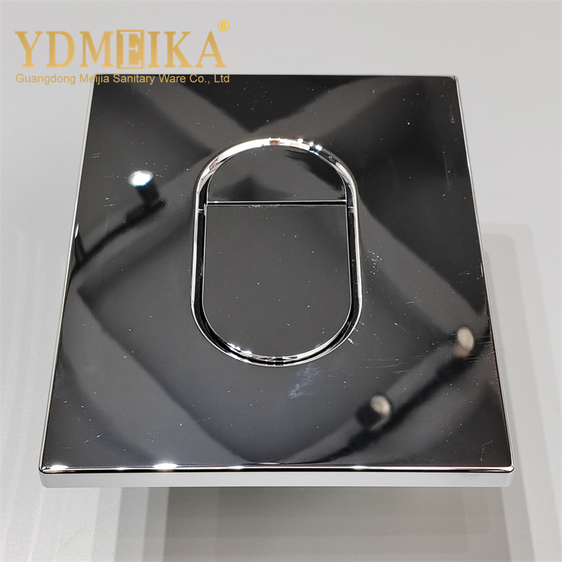 Dual Push Concealed Flush Plate Wall Hanging Toilet Accessories Glossy Silvery Flush Button Panel