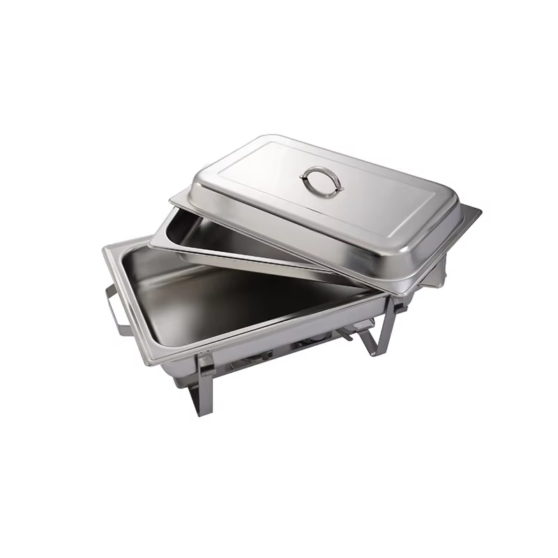 Hot Sell Stainless Steel Square Chafer Factory Price Wedding Food Warmers with Solid Stand Fuel Holder for Catering Buffet