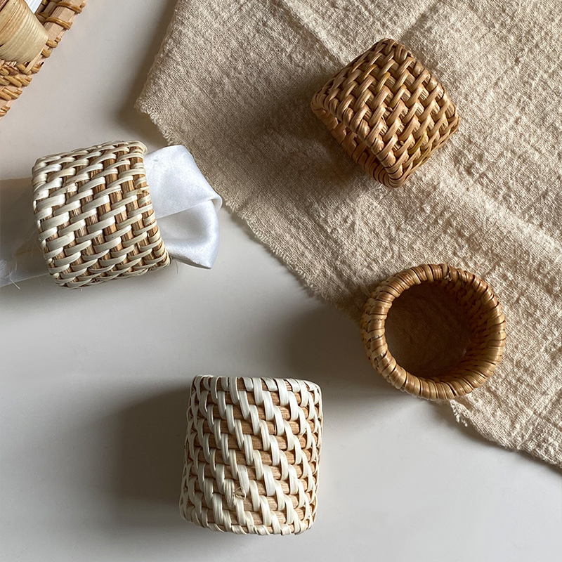 Northern Europe Hand-Woven Rattan Restaurant Napkin Ring for Tableware Decoration