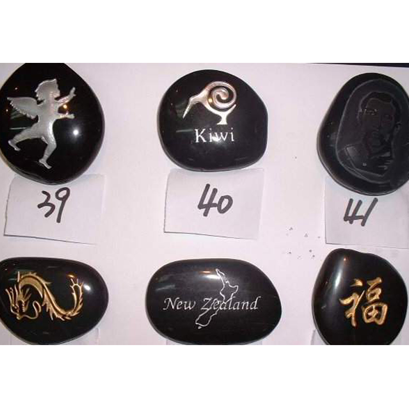 White Black Stone Pebbles Engraved Customized Design