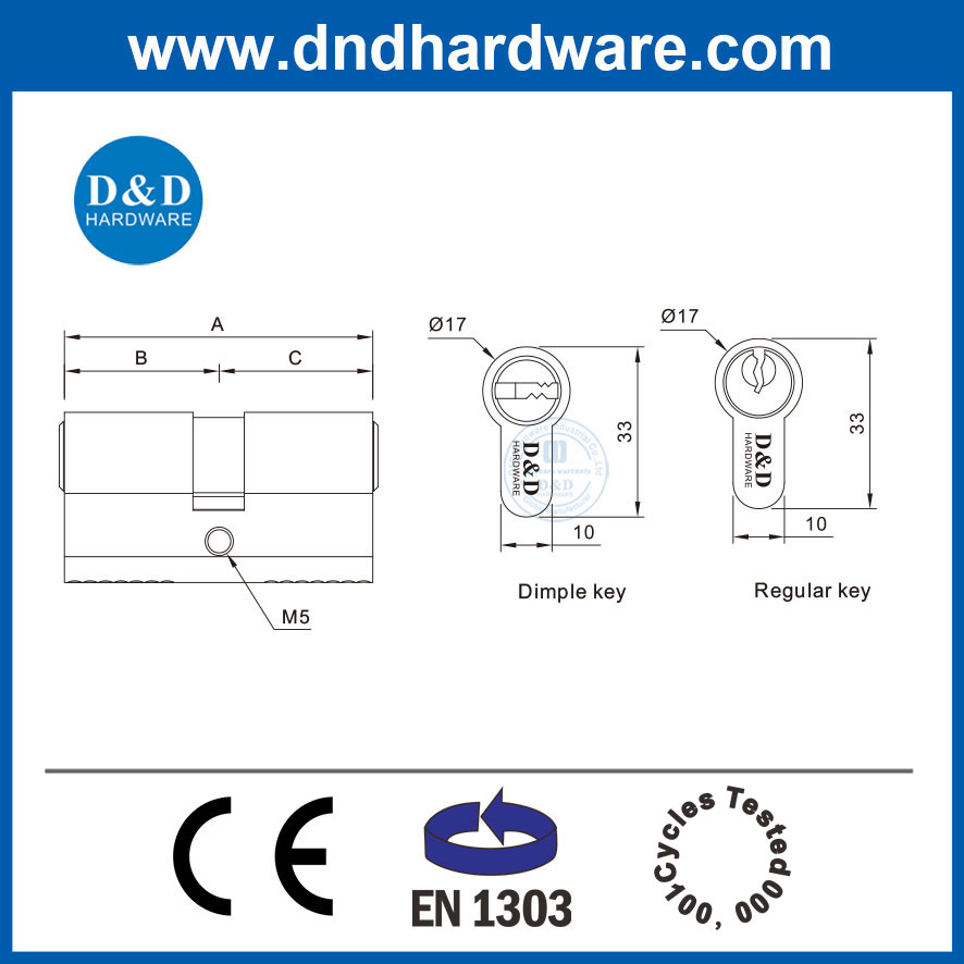 BS En1303 Fire Rated Master Key Euro Profile High Security Mortise Lock Core Solid Brass Entry Entrance Metal Door Single Half Double Thumb Turn Lock Cylinder