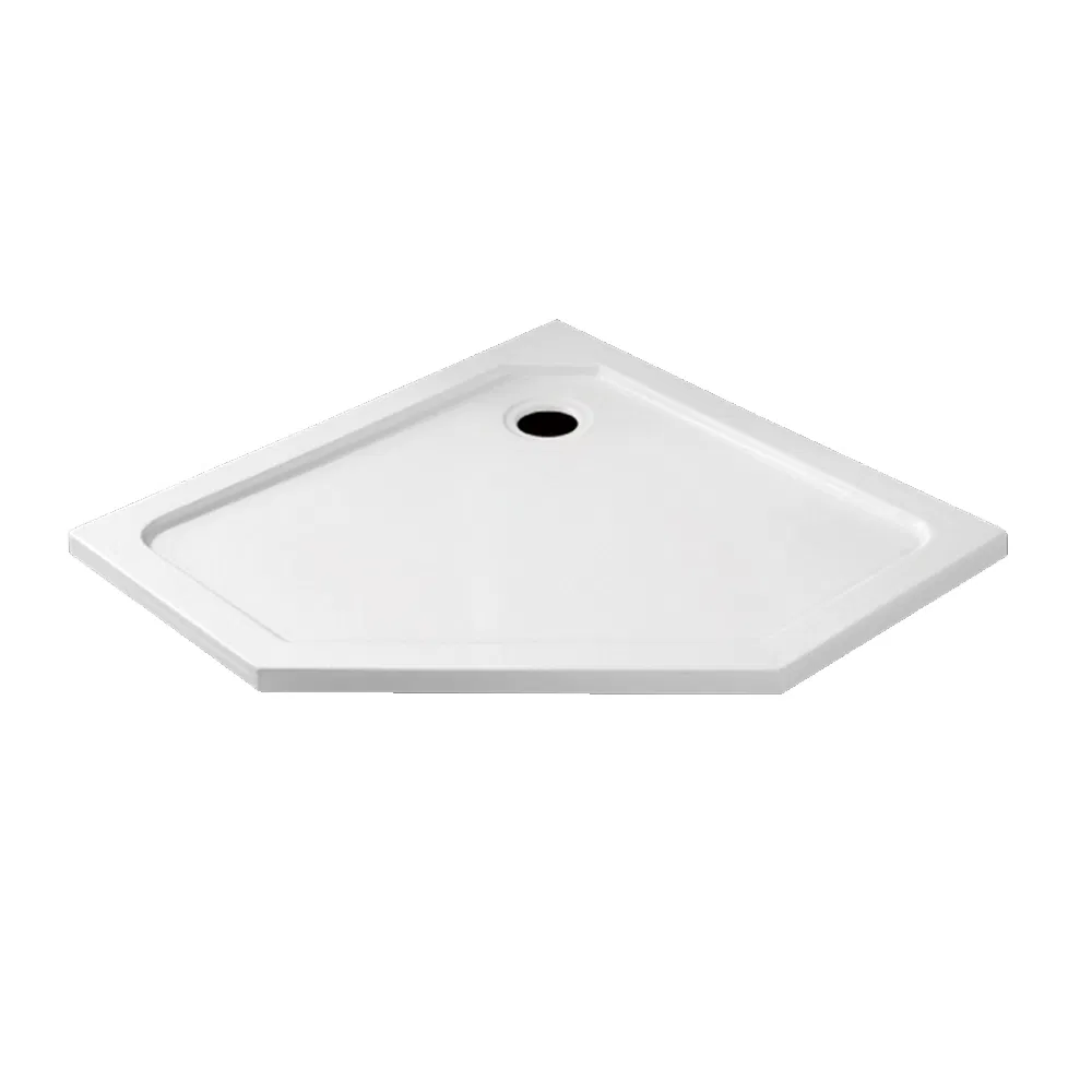 Diamond Acrylic Shower Tray in White with Two Tiling Flanges