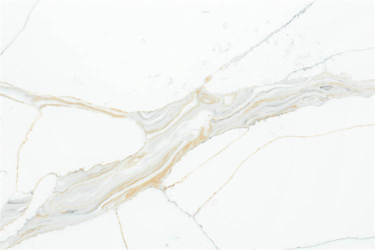 White Quartz Slab, Brown Grey Veins, Calacatta Quartz Slab
