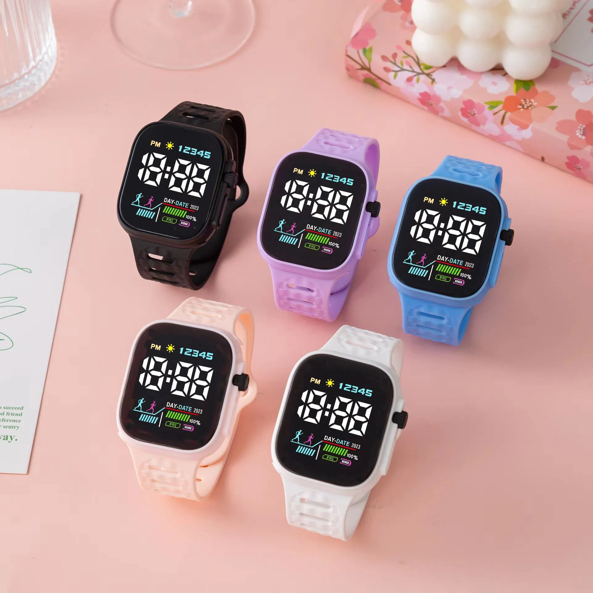 Cross-Border Fashion LED Electronic Watches for Men and Women Students Electronic Standard Couple Watches