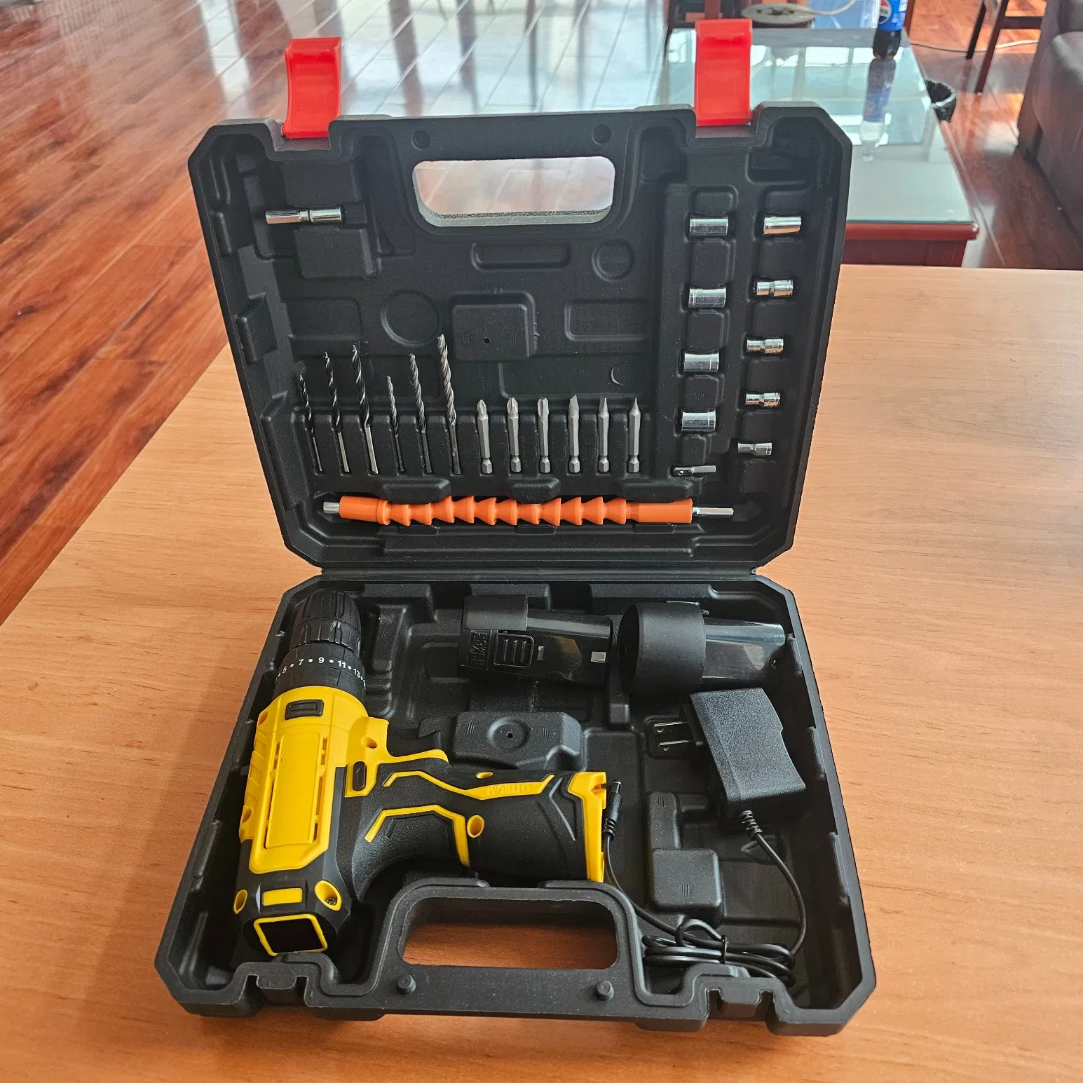 Free Shipping Power Tool 1/2 Inch Cordless Drill 2 Batteries Starter Tool Set