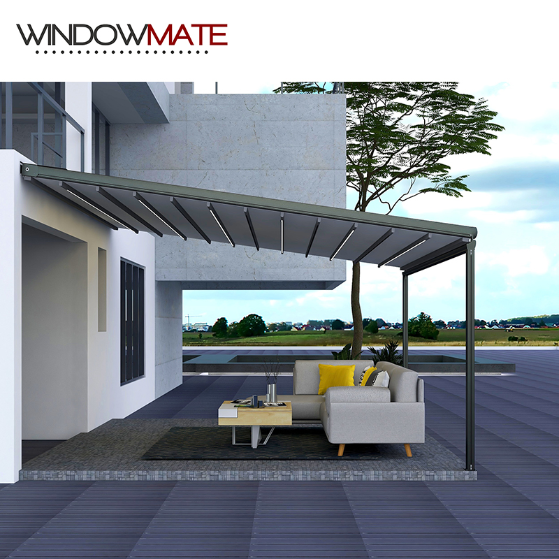 Retractable Canopy Factory Outdoor Full Cassette Retractable Awnings Motorized with LED Light