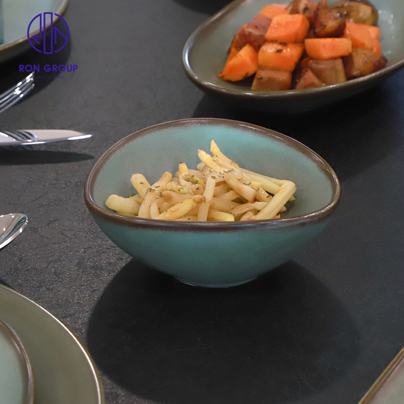 Commercial Ceramic Porcelain Tableware 5/6.5 Inch Irregular Salad Dessert Food Service Bowl for Restaurant Hotel Dinnerware