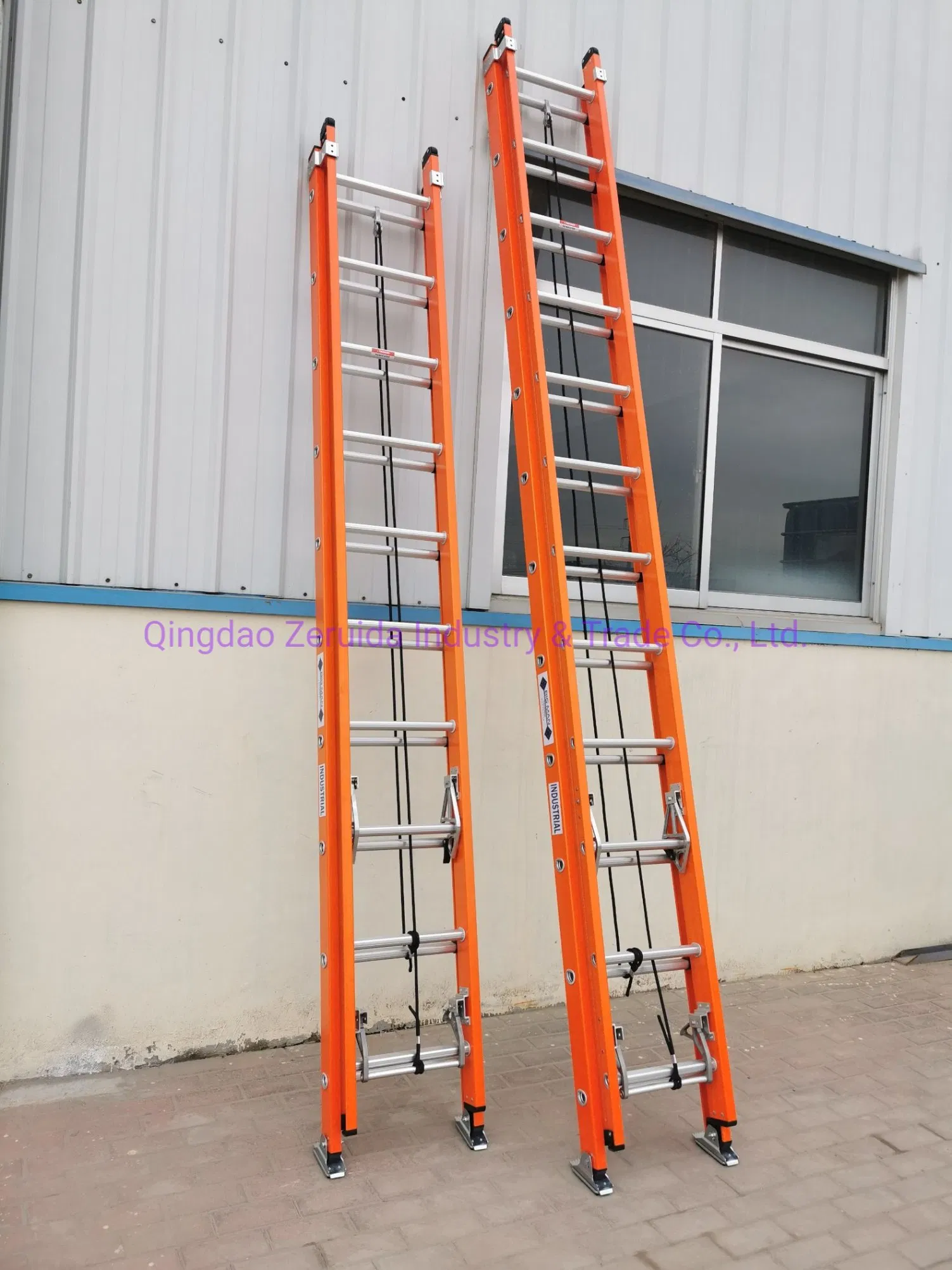 20 Steps Rope Operated Combination Extension Fiberglass Ladder / Aluminum Ladder