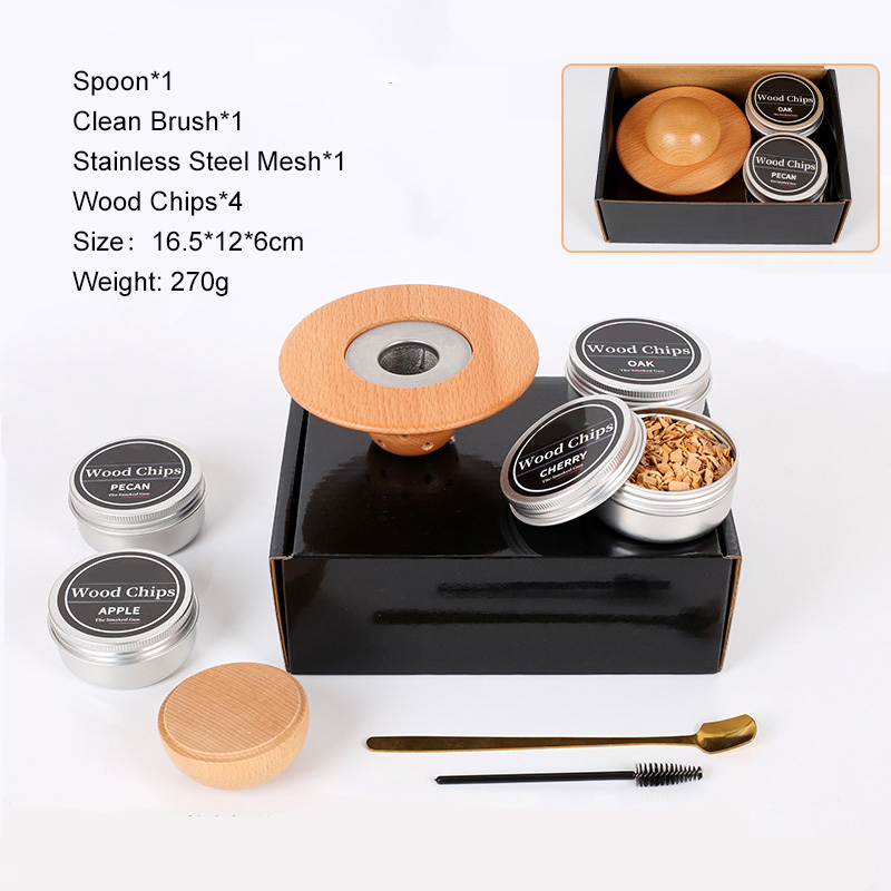 Professional Bartending Whiskey Smoking Gun Box Bar Tool Cocktail Smoker Kit with Wood Chips