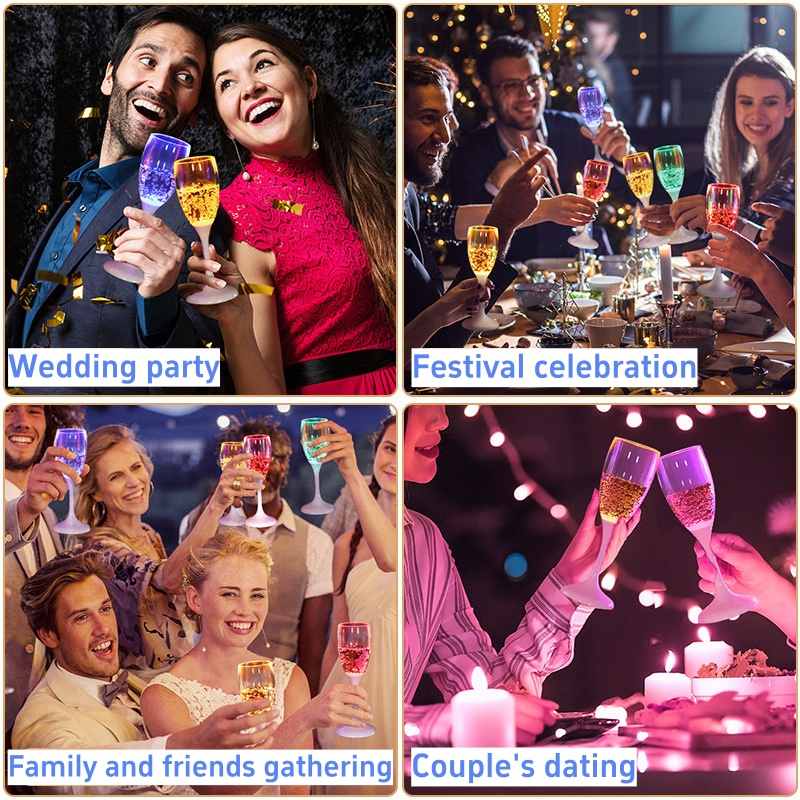 Bulk Wholesale of LED Illuminated Flashing Plastic Champagne Flute for Party Bar & Nightclub Light-up Cocktail Glasses