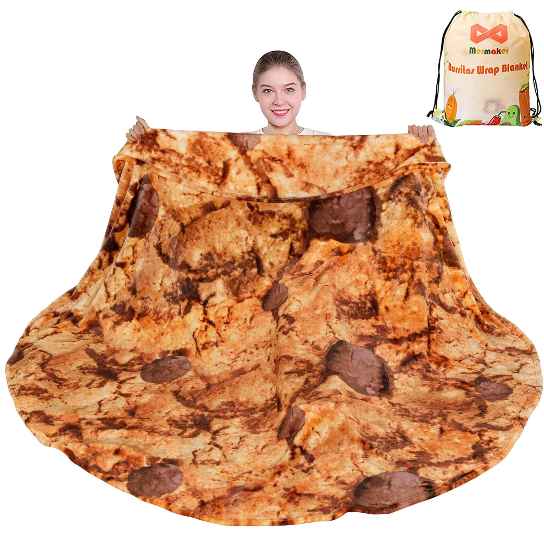 Флисовый плед с узором "Панкейки"