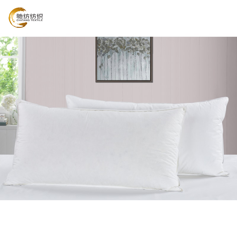 Factory Wholesale 100% Combed Cotton 3 Layers / Chambers Goose / Duck Feather Down Premium Quality King Size Hotel / Home Bed Sleeping Firm Neck Pillow Insert