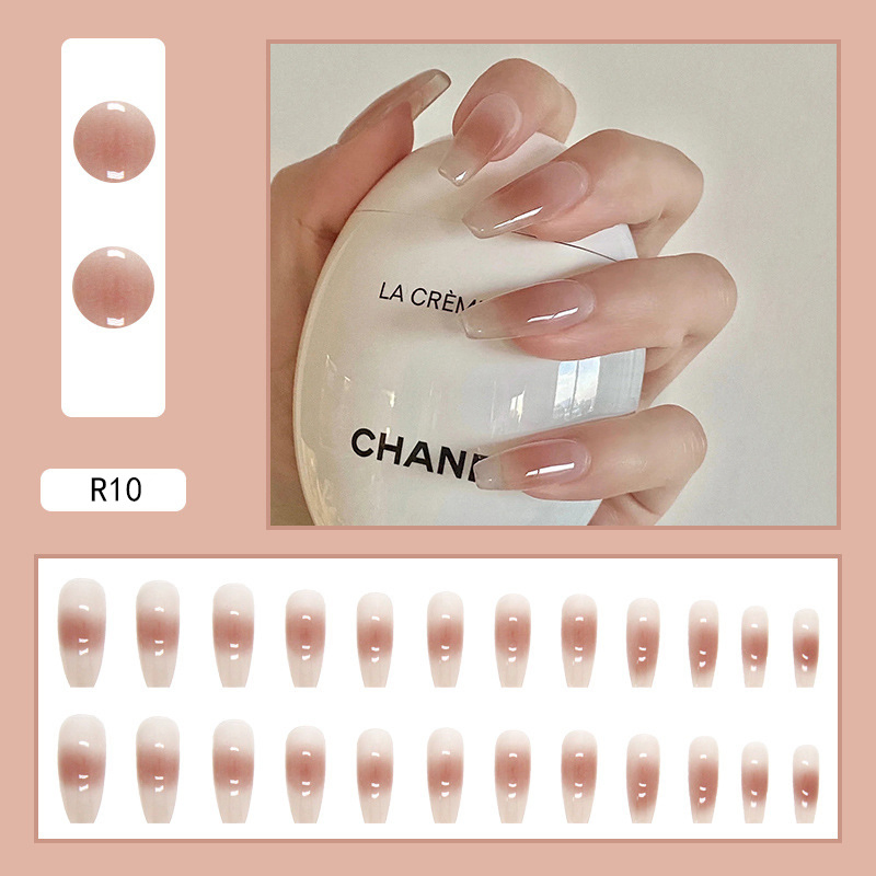 Gradient Nude Color Wearable Manicure Sheet Clean and White Minimalist Pure Desire Fake Nail
