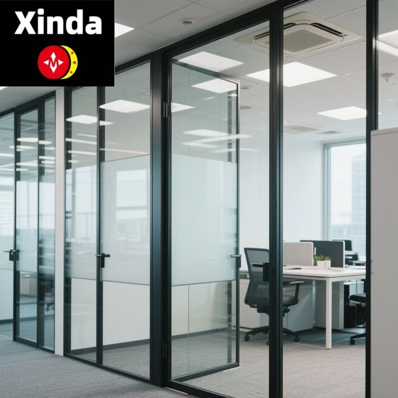 Modern Frameless Glass Office Partition Soundproof Custom Wall Divider High-Quality Construction Factory-Direct Low Prices