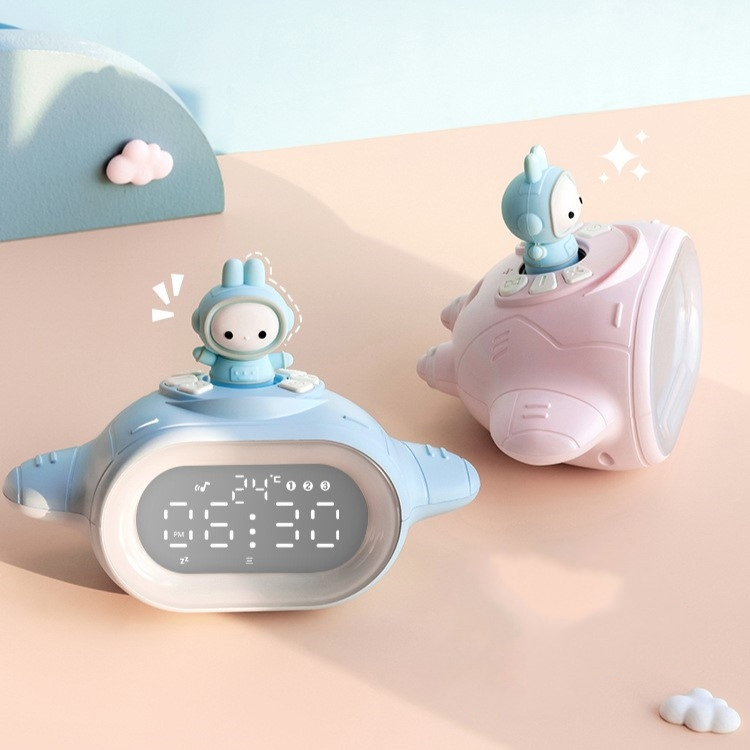 Bill Rabbit Spaceship Night Light Alarm Clock Multi-Function Voice Control Bedside Electronic Clock