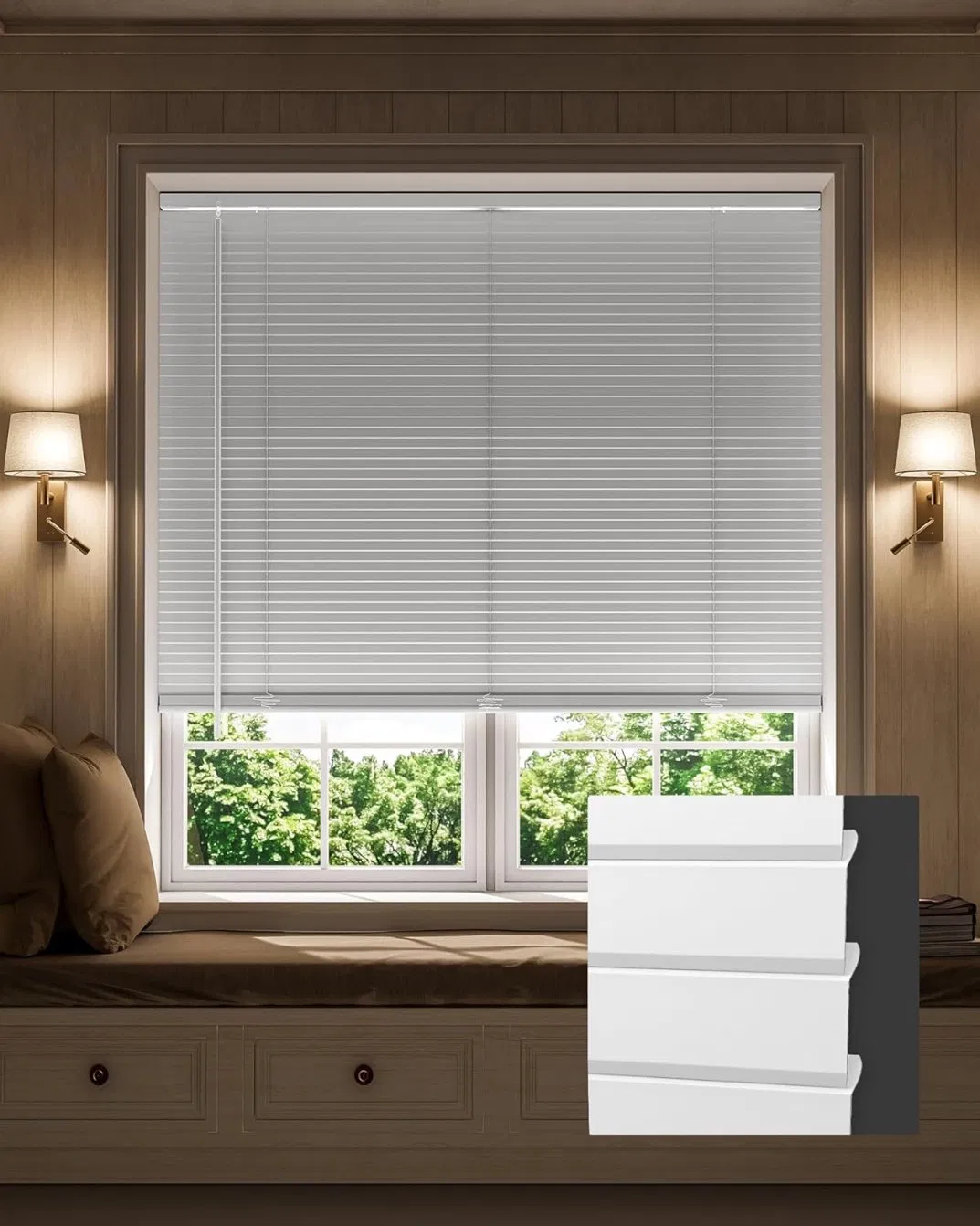 L-Shaped Blades Aluminum Mini Blinds, 100% Privacy Horizontal Blinds
