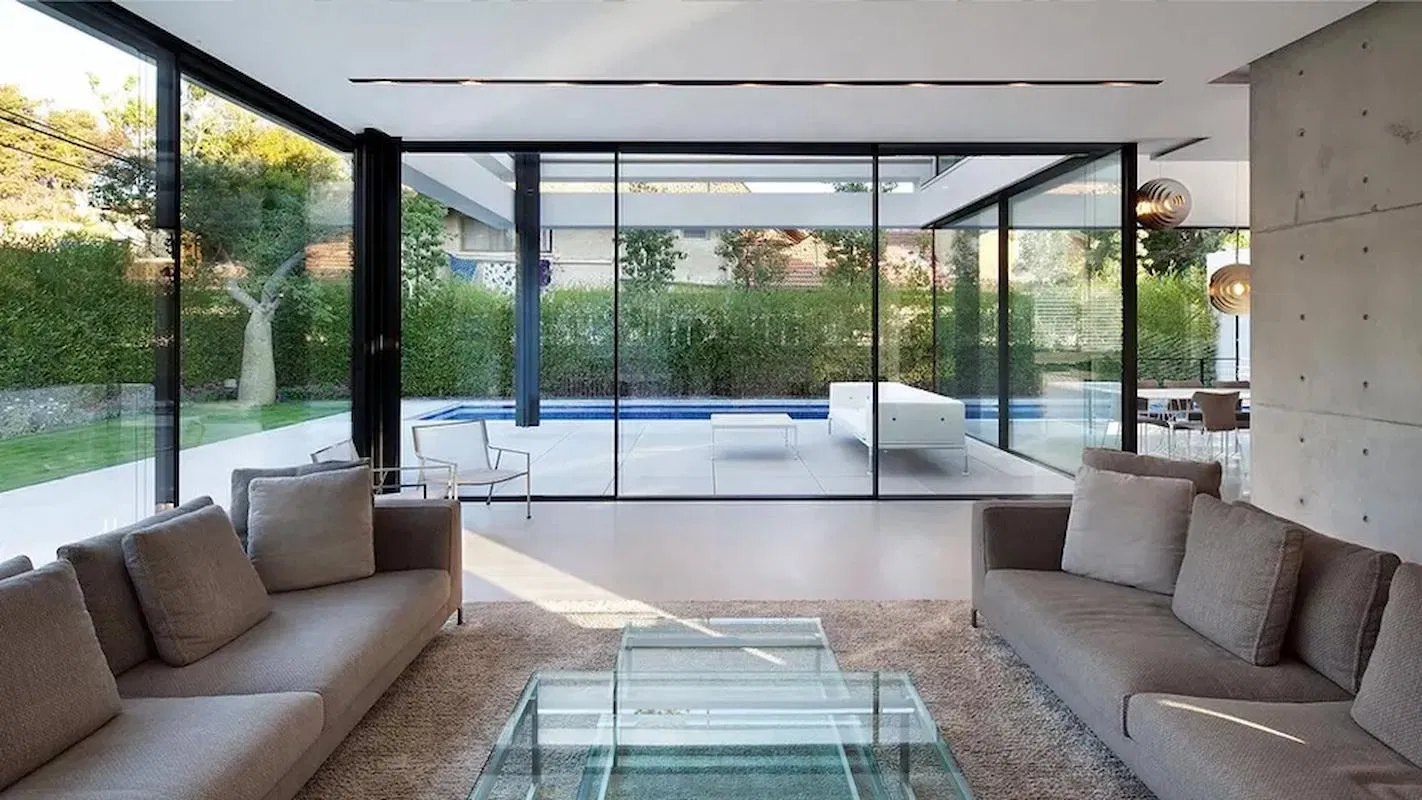 Aluminium Slim Sliding Door with 38mm Thick Double Glass