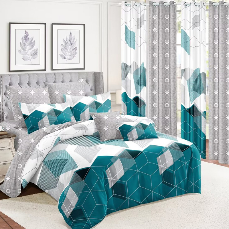 Premium 12 PCS Polyester Duvet Cover Twin Full Size Pillowcases High Class Pillow Shams Customized Curtains Eight-Piece Printing Bedroom Suite Bedspread Set