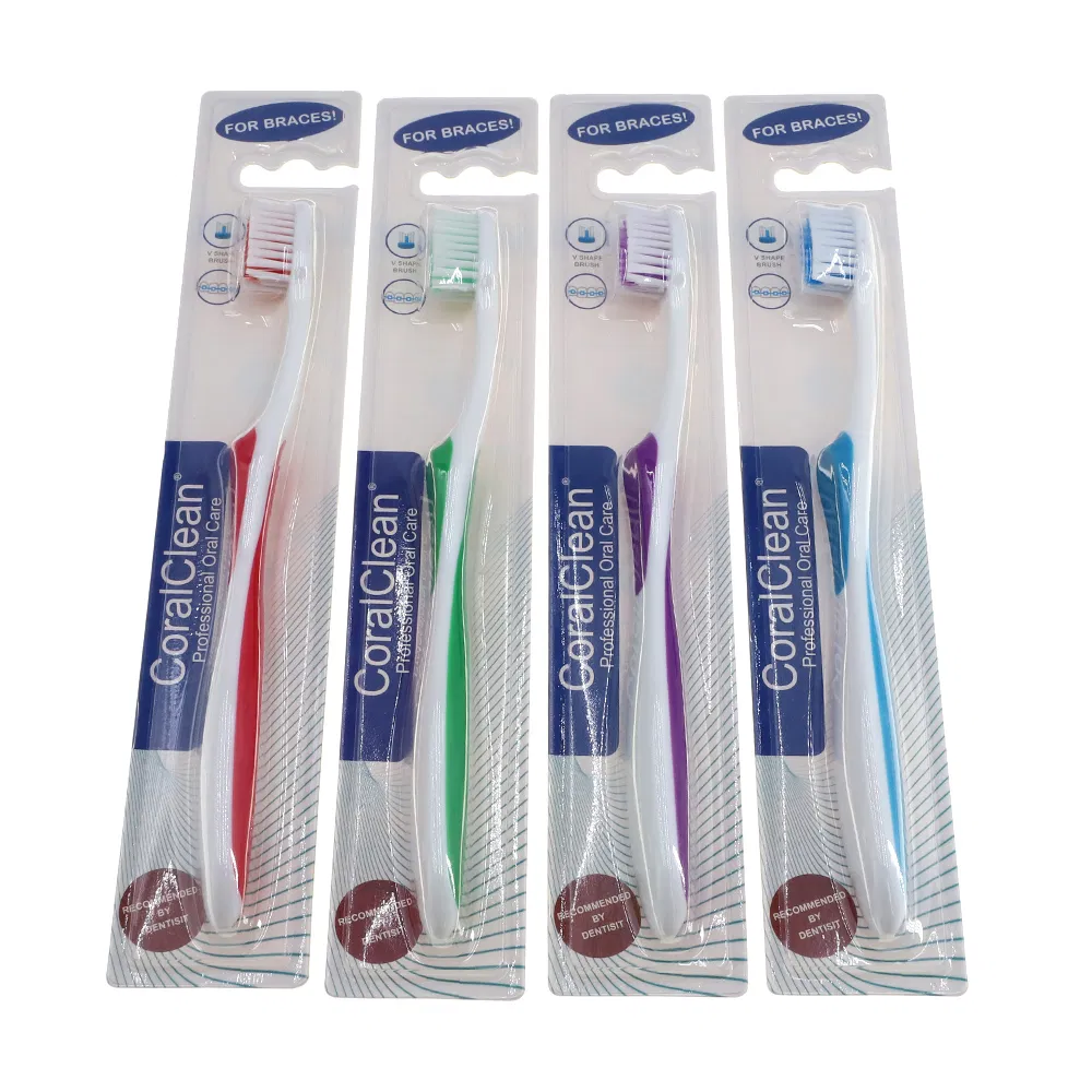 Wholesale Colorful Soft Adult Manual Personal Orthodontic Toothbrush V Shape U Shape Hotel Dental Ortho Toothbrush Oral Care