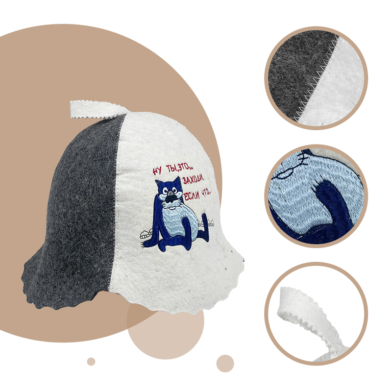 Manufacturer Wholesale Customized Sheep Wool Felt Sauna Hat - Japanese Style & Russian Banya Hat with Logo Unisex for Men & Women