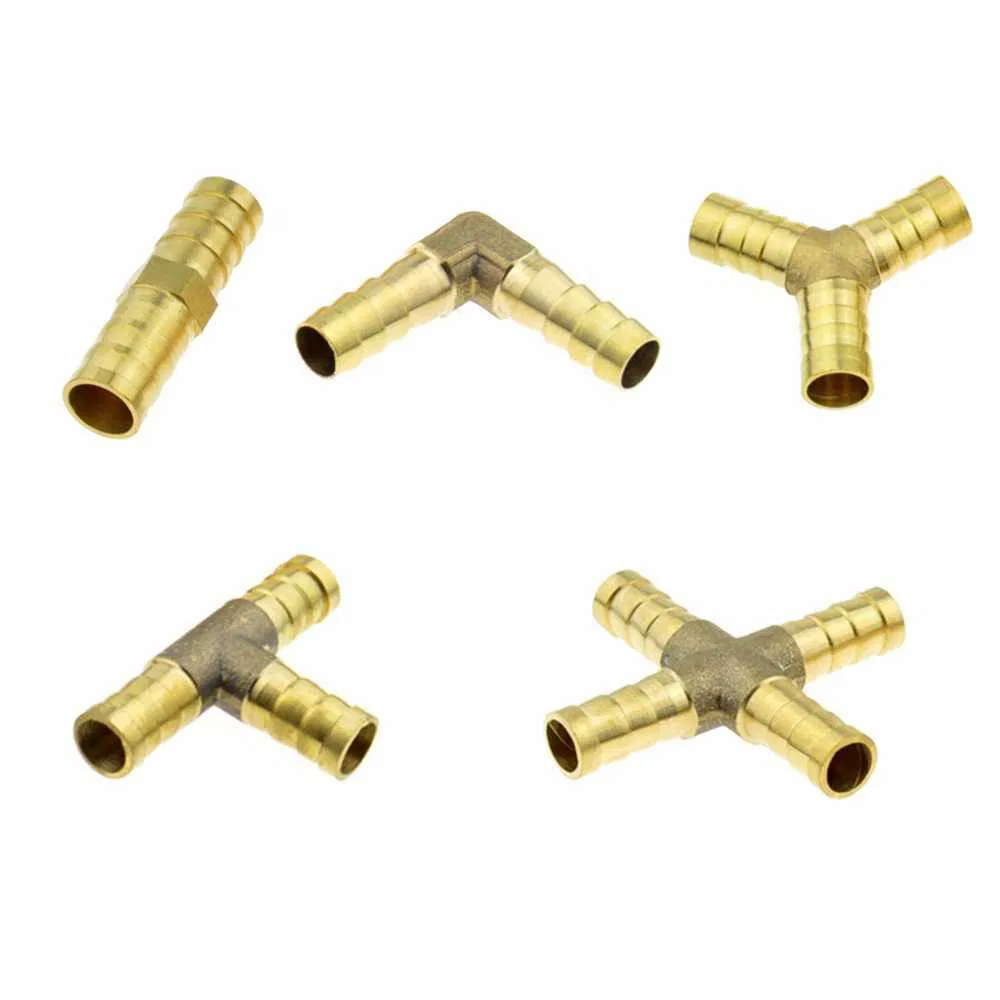 X Type 4 Way 4 6 8 10 12mm Hose Connector Brass Barb Pipe Fitting Joint Copper Barbed Adapter Coupling Pneumatic