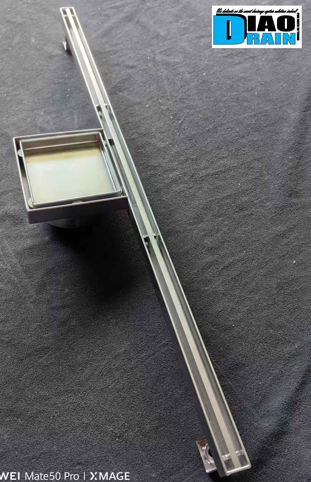 Stainless Steel Linear Slim Drain with Tile Insert and Odor Stop Technology