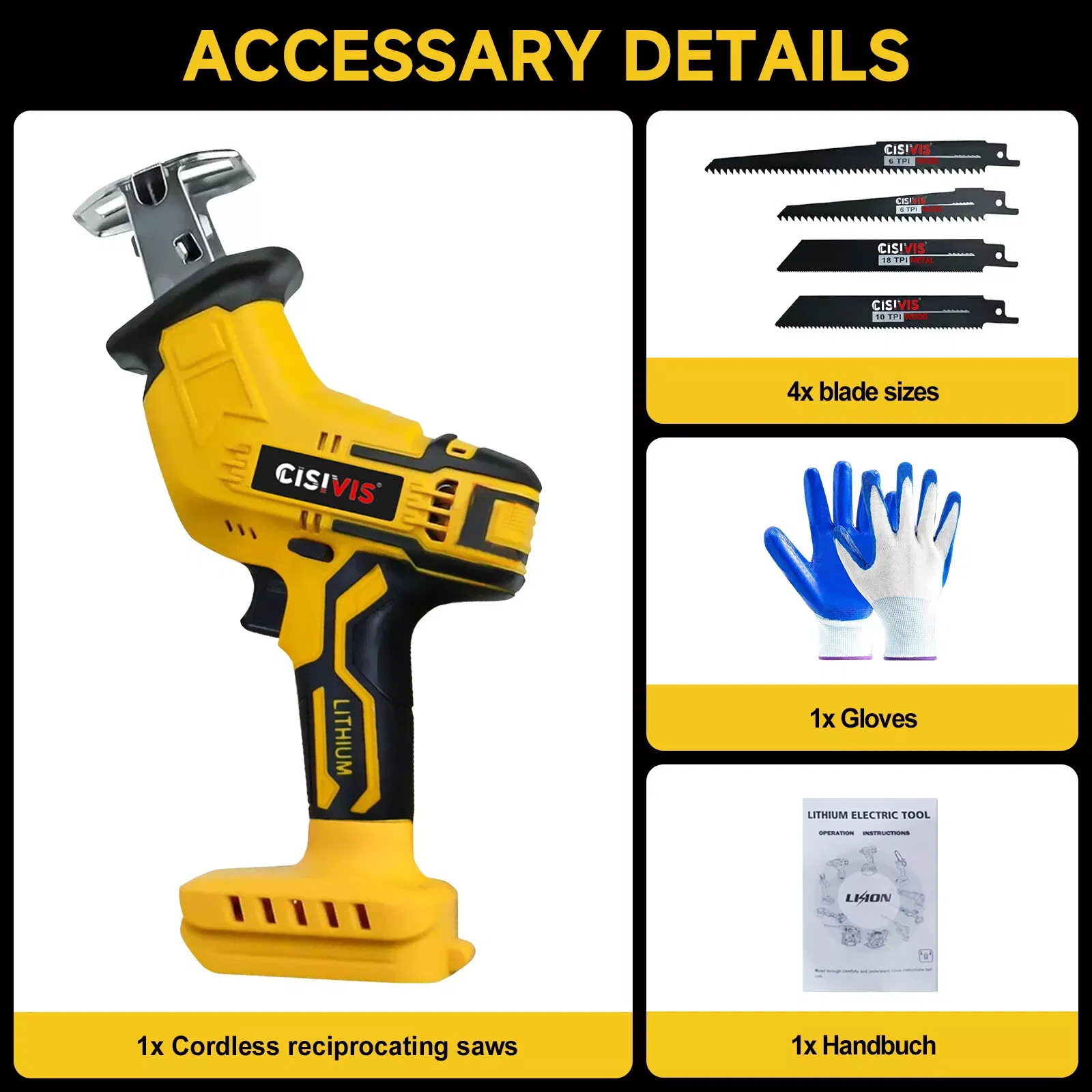 Cisivis 20V Max Brushless Cordless Reciprocating Saw for Wood Cutting