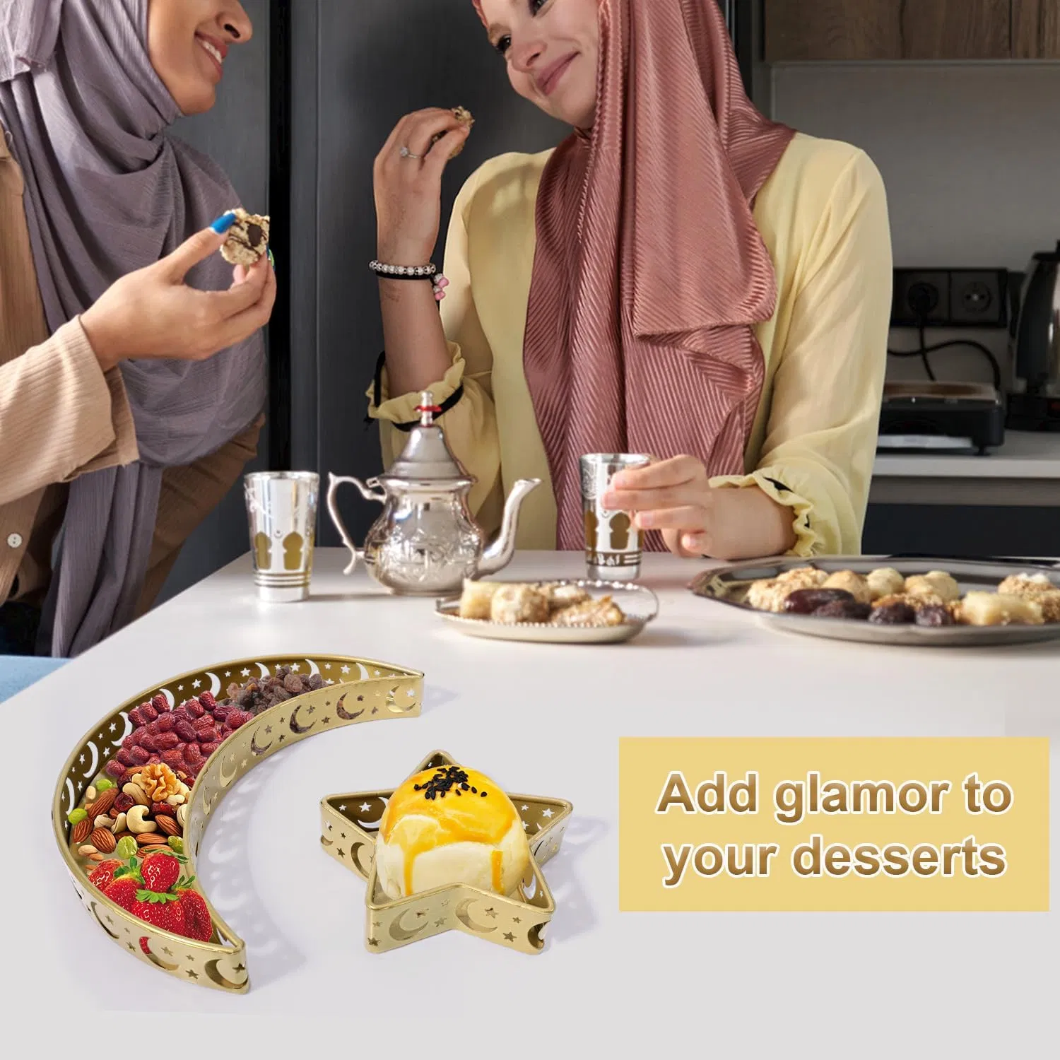 Iron Eid Mubarak Food Board Moon and Star Ramadan Serving Tray