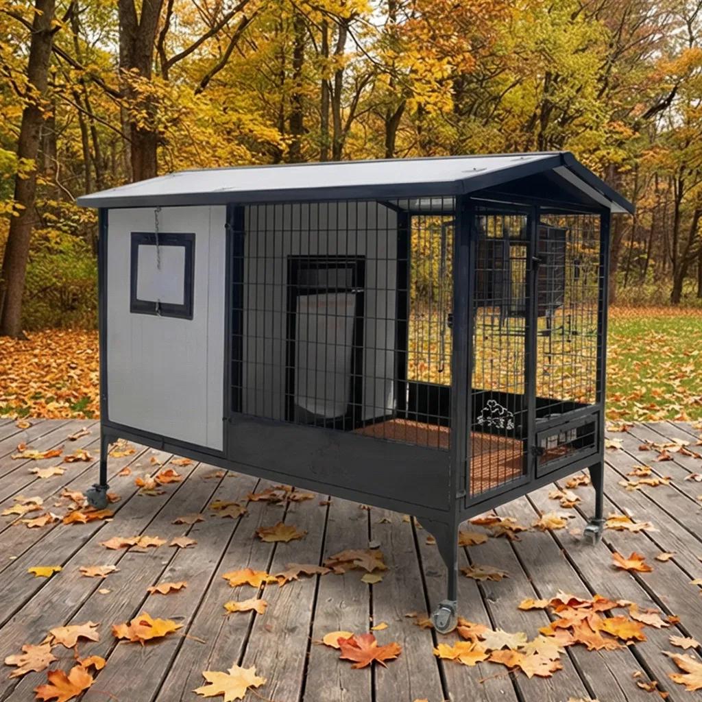 Wooden Dog House with Waterproof and Windproof Features, Equipped with Air Conditioning
