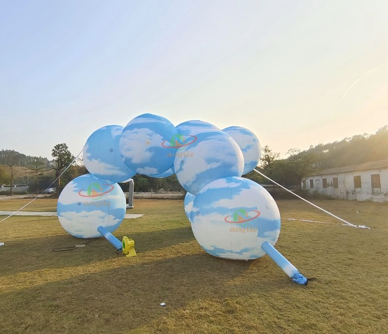 Custom Inflatable Pod Pavilion for Art Exhibition. Giant Inflatable Cloud Balloon with Printing for Events