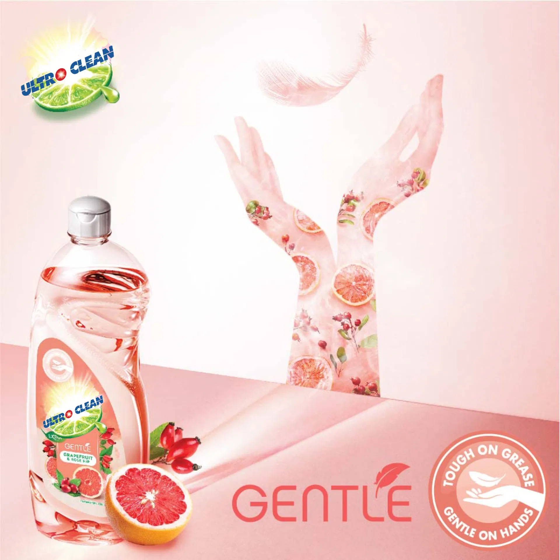 1L Grapefruit Kitchen Label Design Dishwash Liquid