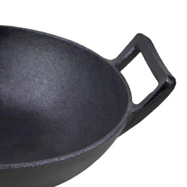 Чугунный вок с эмалью 36 см, черный внутри, красный снаружи