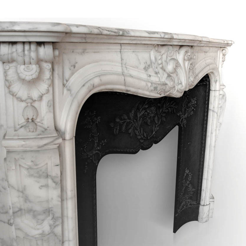 Louis Xv Style Carved Statuary Marble Fireplace Surround Mantel