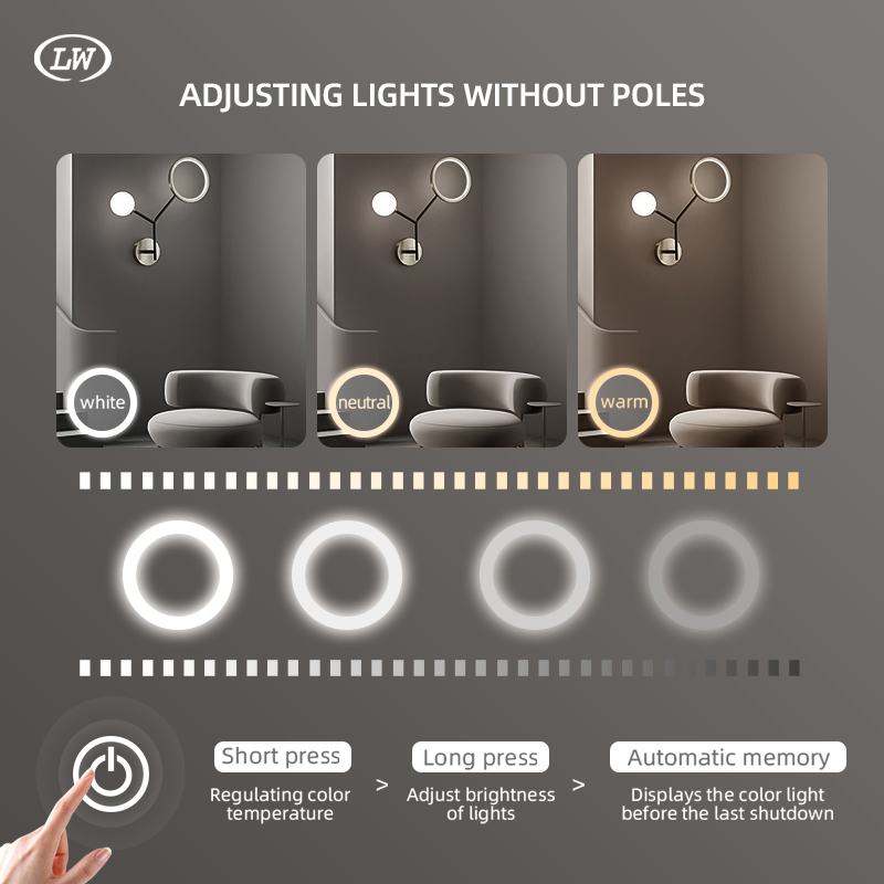 Multi-Function Frame-Less Runway Shaped Bathroom LED Mirror with Smart Touch Front and Backlit Light and Tempered Explosion-Proof Glass