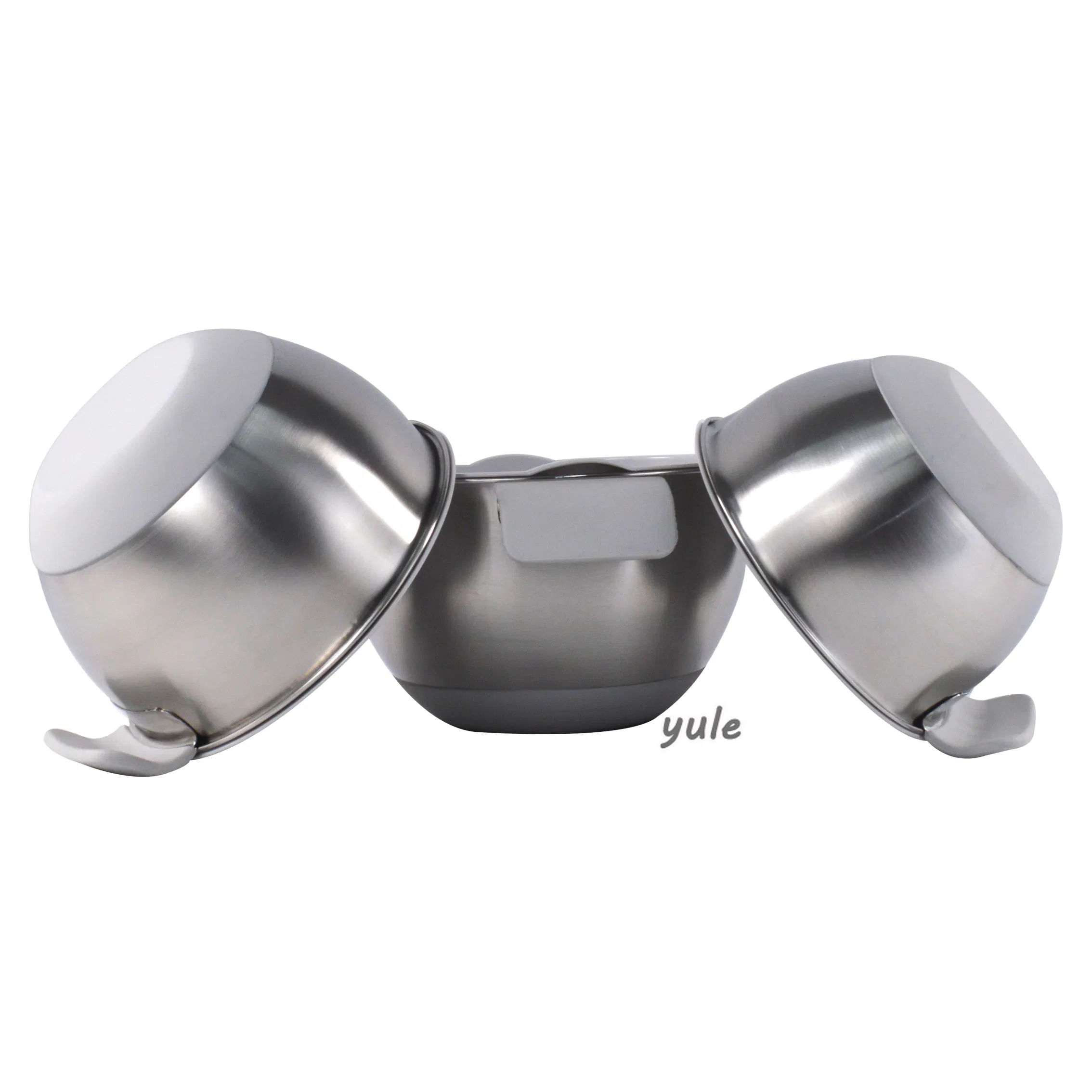 Gray Color Non-Slip Silicone Bottom Stainless Steel Bowl with Handle Stainless Steel Mixing Bowl with Lid