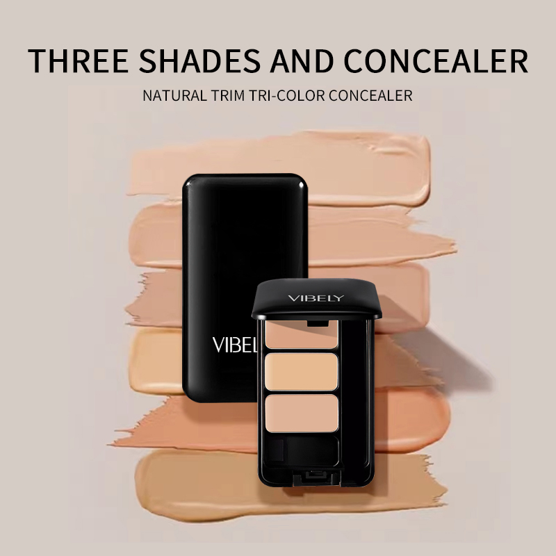 Makeup Face Full Coverage 3-in-1 Color Concealer Contour Palette with Brush