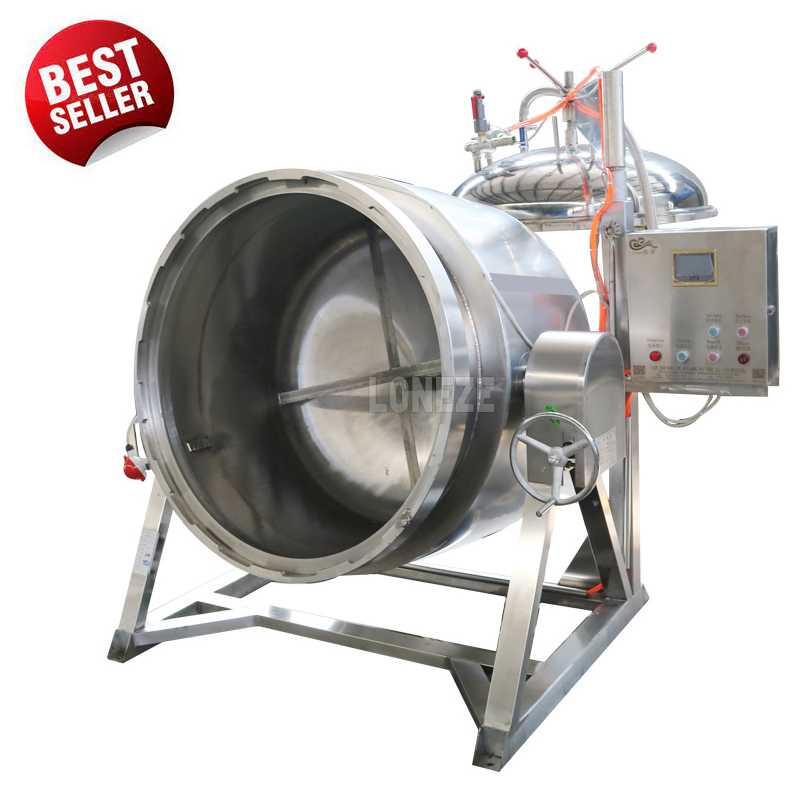 Big Stainless Steel Industrial Commercial Electric Steam Gas Jacket Bean Meat Cooking Kettle Pot Pressure Machine Automatic Kitchen Equipment Cooker