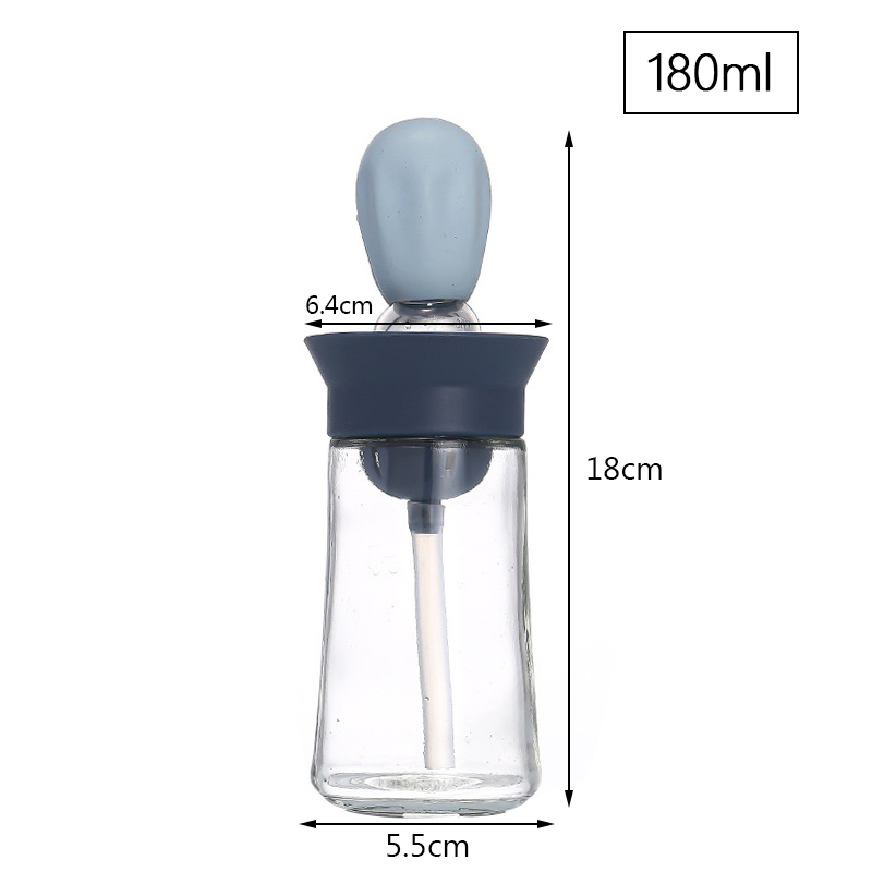 2 in 1 Silicone Dropper Oil Measuring Bottle Glass Olive Oil Dispenser Bottle with Silicone Brush Gadgets for The Kitchen