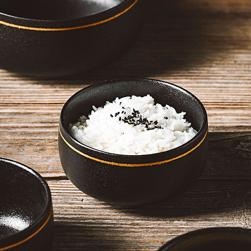 Nordic Luxury Dinner Tableware Black Ceramic Round Soup Rice Salad Bowl