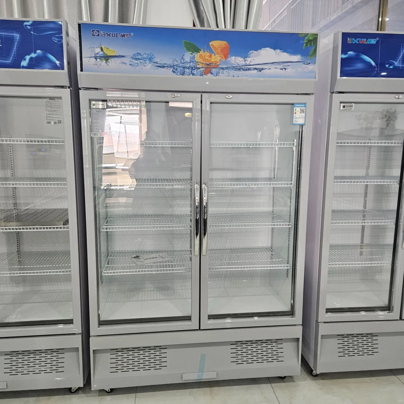 Cola Beverage Cooler Commercial Display 3 Door Vertical Glass Door Freezer Price