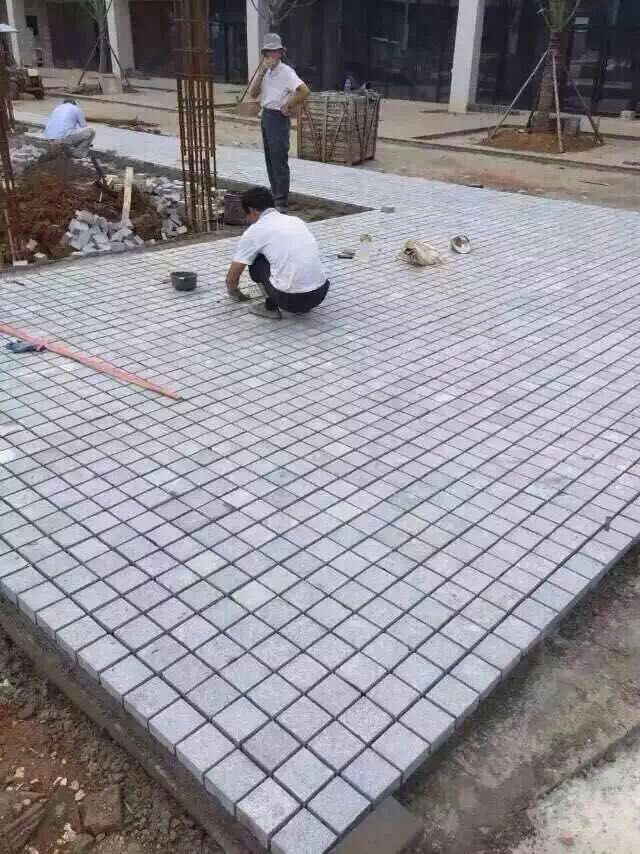 Pavement Stone G654 Cobble Stone on Mesh Granite Flamed Driveway