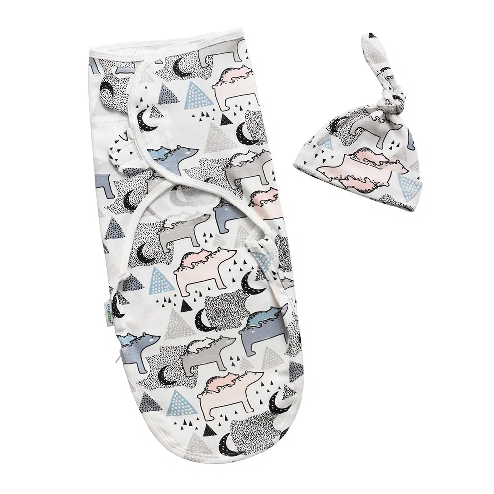 Adjustable Newborn Swaddle Wrap Infant Sleep Sacks Babies Pajamas with Hat