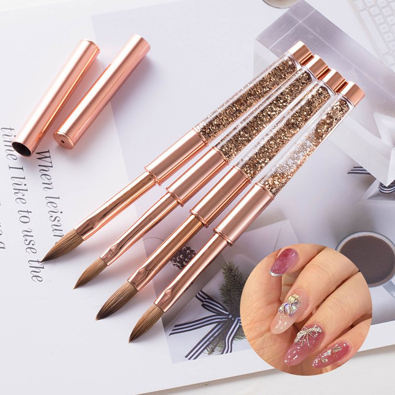 100% Kolinsky Rose Gold Liquid Metal Acrylic Nails Art Brush