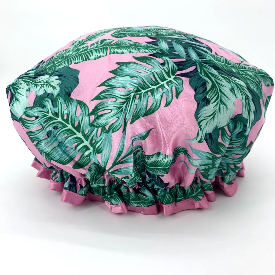 High Quality Printing Shower Caps Double Layer Satin Shower Cap