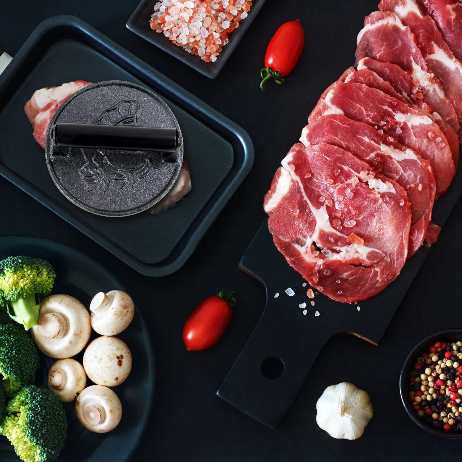 Wholesale Cast Iron Grill and Burger Press - Round Meat Press for Cooking