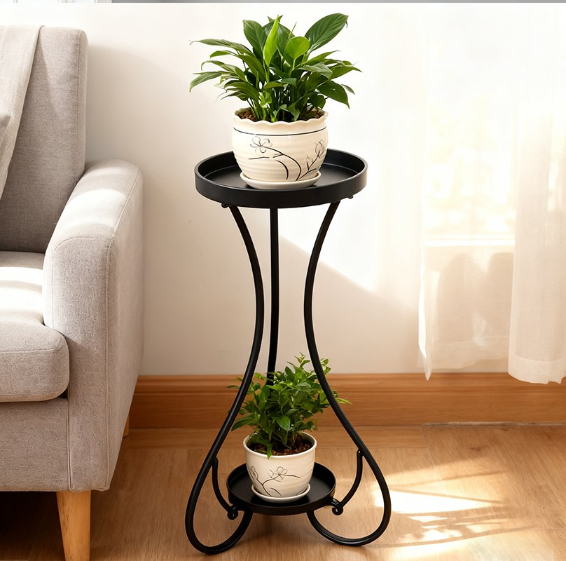 2-Tier Tall Metal Flower Shelf Potted Holder Rack Flower Pot Stand Indoor Plant Stand for Planter Corner Garden